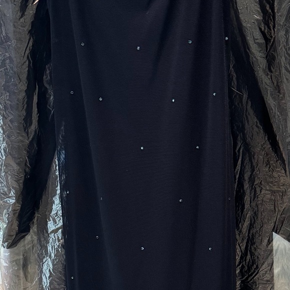 Vintage Tahari Navy Mesh Midi dress with Blue Crystals Size 2 - Picture 5 of 6